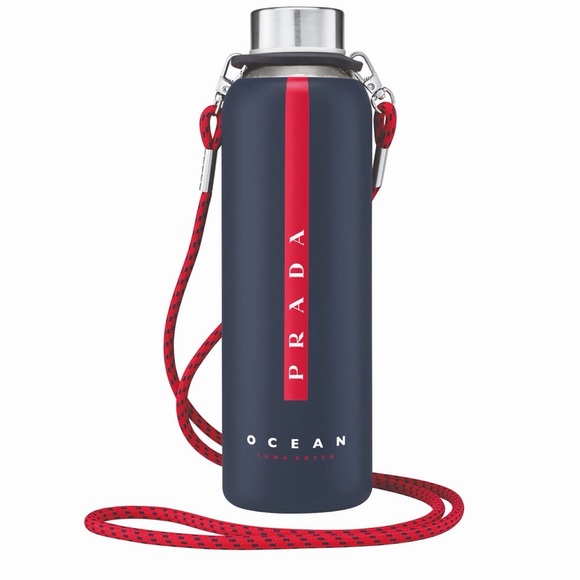Prada Other - Prada Navy glasse water Bottle with Red Stripe Men Accessories